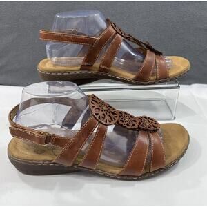 Naturalizer Natural Soul Barton Sandals Shoes Women Size 10 Brown Leather Wedge